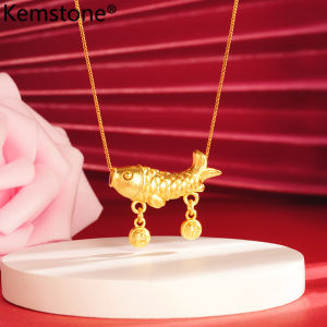 Kemstone có một năm Thặng Dư sau năm mặt dây chuyền hình cá Vòng cổ cho dây chuyền trang sức mạ vàng của phụ nữ