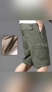 MenS Knee Length Casual Shorts Zipper Pocket Fashion Loose Straight Cotton Comfortable Beach Running Short Pants