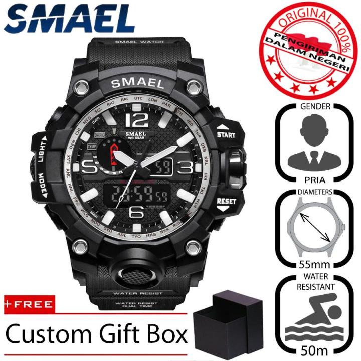 SMAEL 1545 Jam Tangan Pria Army Sport Digital LED Silikon PU 55 mm