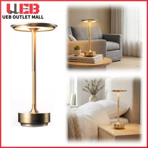 Elegant Rechargeable Metal Desk Lamp with Dimmable Settings for Bedroom Camping and Relaxation