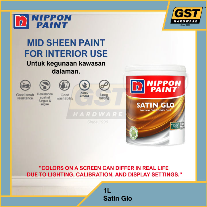 1L Nippon Paint Satin Glo Interior Paint Cat Rumah Nippon Paint ...