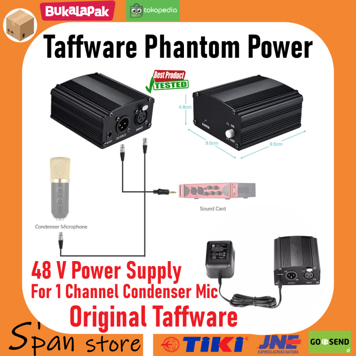 Phantom Power Untuk Mic Condenser 1 Channel 48V Original Taffware