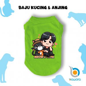 Baju Hewan Peliharaan Lucu Baju Hewan Kucing Kelinci Anjing Bahan Adem Lucu Gambar Meow x Oppa