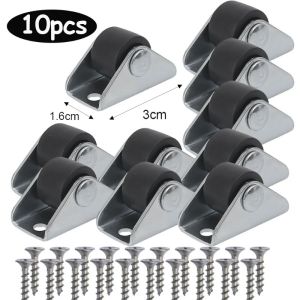 2/10Pcs Small Caster Wheels Universal Mobile Silent Caster Storage Boxes Cabinet Doors Wheel Household Accessories with Screws