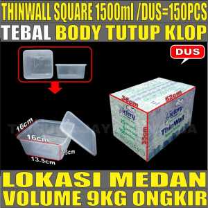 Thinwall SQ Tebal 1000ml 1500ml 2000ml 3000ml Kotak Makanan Square Plastik Dus Medan