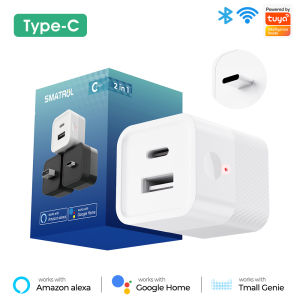 SMATRUL Tuya Smart WIFI Mini Portable Power Adapter 5V Micro USB Type-C Dual Port Converter conversion charging head Wireless APP Control Voice Works For Google Home Alexa 天猫精灵