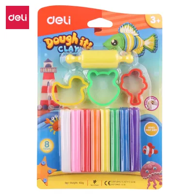 Deli Genius Plastisin Lilin Mainan dengan Alat Main 6 / 8 / 12 Warna / Deli Plasticine Toy Tools ED750X