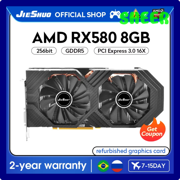 SHEER Jieshuo AMD RX 580 8Gb 2304SP Gaming Graphics Card GDDR5 GPU ...