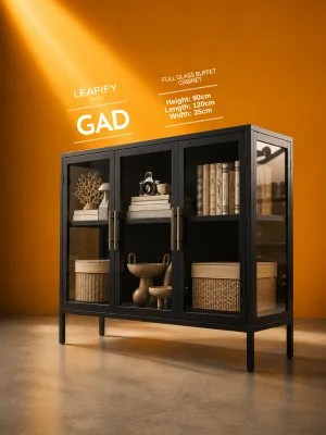 EPHRAIM | Full Steel Buffet Cabinet with Steel Mesh Doors in Ivory White | Sideboard Steel Cabinet