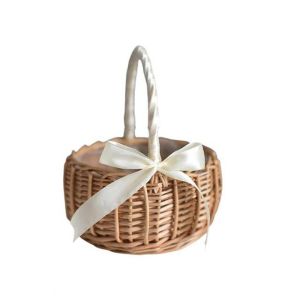 HUYAN With Handle Simple Rattan Photo Props Flower Basket Decoration For home Clutter Organizer Storage Basket Decoration Flower Basket