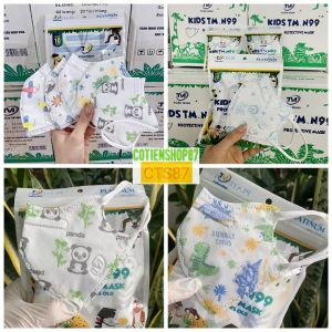 Combo 5 túi 50 cái Khẩu trang trẻ em N99 6D Tuấn Minh Platinum size cho bé 5-12 tuổi 5 lớp kháng khuẩn 99% dây đeo co dãn cotienshop87