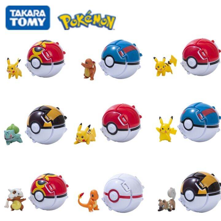 Tomy Pokemon Ball Pokeball Anime Figure Pikachu Squirtle Pocket Monster ...