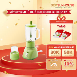 MÁY XAY SINH TỐ SUNHOUSE SHD5112 XANH - Công suất 350W 2 cối thủy tinh dễ dàng vệ sinh
