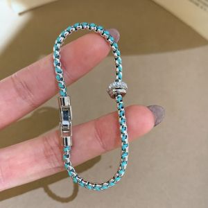 MADEWITH Light Blue Woven Rope Bracelet Zircon Ring Bangle Inlay Zircon Grape Vine Bracelet Light Luxury Party Jewelry Circular Ring Bangle For Women Gift
