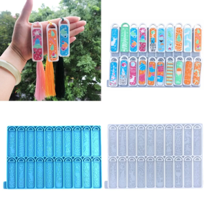 Glossy Christmas Bookmarks Collection Keychain Silicone Mold DIY Keychain Pendant Epoxy Resin Crafting Molds