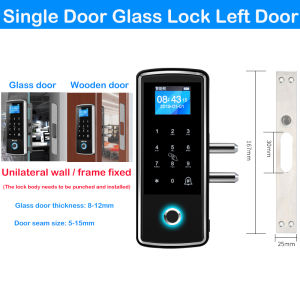 Smart Door Lock Fingerprint Glass Lock FRID 13.56Mhz Card Password Electronic Lock Without Punching With Remote Control