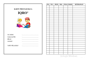 Kartu Iqro | Kartu Prestasi Baca (Paket 50pcs)