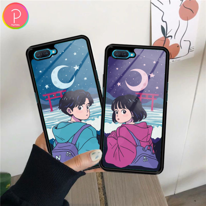 M60] Pasti laku Case Glossy Couple Anime Oppo A3S Case Oppo A3S