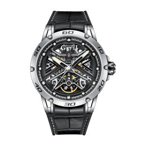 BONEST GATTI Mens 45mm Earth Round Dial Skeleton Business Sports Luminous Waterproof Wristwatch