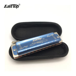 Easttop Harmonica 10 Hole 20 Tone Diatonic Blues Harmonica Mouth Organ with Blue Case Top Grade for Professional Player Beginner Students Children Kids Birthday Gift T008K