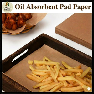 Premium Non Stick Grease Absorbent Pad Paper Food Grade Snack Liner For Serving Fries Fried Chicken Pastries Takeaway Wrapping Oil Absorption Air Fryer Disposable Paper Liner Bakeries Fast Food Basket Tray Mat Cake Donut Kraft Wrap Sheets