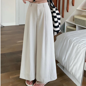 Women Plus size Loose Straight-leg Trousers Slimming High Waist Wide Leg Pants