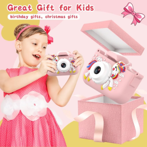 Kids Mini Camera 1080P Kids Digital Camera with 32GB TF Card Unicorn Camera Bag/HD Video/5 Educational Games/8x Zoom Baby Camera for Girls and Boys Kids Digital Camera Birthday