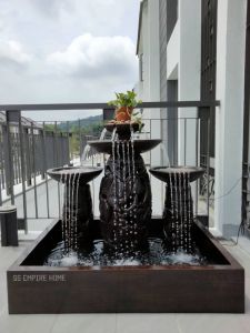 S43 Brown Feng Shui 4x3 Water Pond Fountain Kolam Air Sandstone Garden Water Feature Balinese 风水流水喷泉瀑布池 Fish Waterfall