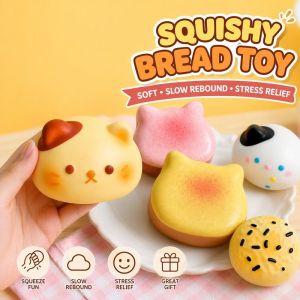Bread Squishy Toy Slow Rebound Stress Relief Squeeze Fidget Sensory Soft TPR Gift Kids Adults