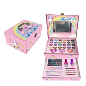 BZAJGEJGESG 83Pcs Kids Make Up Set Girls Makeup Kit Non Toxic Makeup Toys Magic Unicorn Makeup Box with Mirror Pretend Play Cosmetic Case