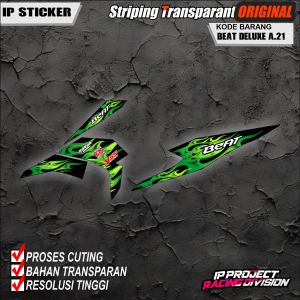 (COD) STIKER STRIPING ORIGINAL MOTOR HONDA BEAT DELUXE 2021-2023  HOLOGRAM DAN TRANSPARAN KODE A.21