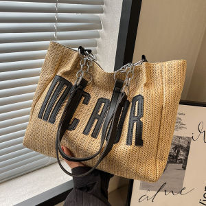 COD  Túi Dệt Rơm Dung Tích Lớn Cho Nữ 2024 Túi Dệt Cảm Giác Cao Cấp Mùa Hè Túi Tote Túi Đeo Vai Thời Trang Đi Làm  Sem