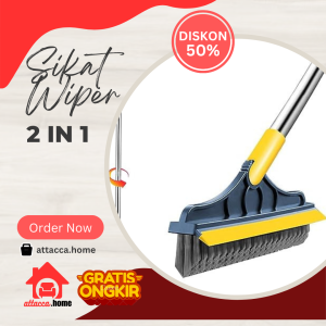 Sikat WC dan Kamar Mandi 2 in 1 Sikat Cuci Lantai Gagang Panjang Pembersih Putar Serbaguna Yang Lagi Viral Wiper Karet Toilet Multifungsi Pendorong Air Wipo