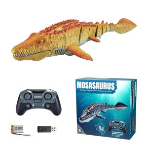 RC Boat Water Toy Childrens Remote Control Dinosaur Rc Mosasaurus Diving Toys Boat with Light Water Spray Pool Lake