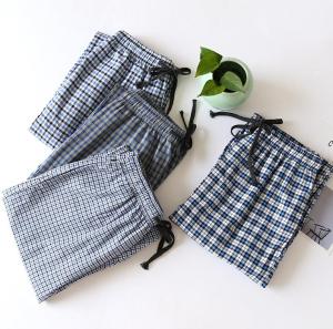Cotton Light Cooling 100% sleep bottoms mens simple pajama sleepwear pants for male men pants casual plaid home