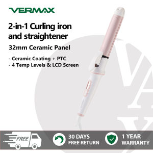 Vermax Professional Hair Straightener and Curler 2 in 1 Hair Styling Tools 32mm Ceramic Fast Heat