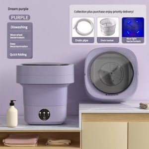 【Ready Stock】Mini Washing Machine 6.5L Foldable Multi-usage A key dehydration Blue light sterilization Intelligent timing Suitable for underwear underwear socks etc