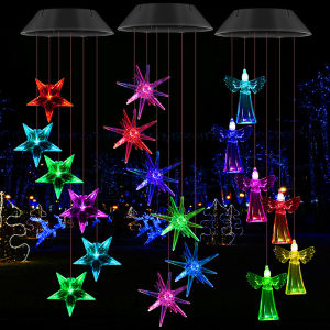 18 Style Color changing Solar Wind Chime Crystal Ball Hummingbird Wind Chime Lamp Waterproof Outdoor Use for Courtyard Garden Decoration