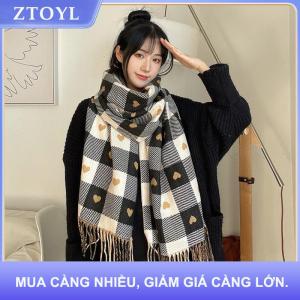 【ZTOYL】 Mới Mùa Thu Và Mùa Đông Khăn Cho Phụ Nữ Dệt Kim Hình Trái Tim Sọc Dễ Thương Cô Gái Mùa Đông Khăn Cao Đẳng Thời Trang Giản Dị Khăn Choàng Khăn
