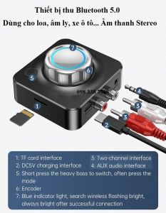 Thiết bị thu âm thanh không dây Hifi Stereo âm thanh 3D Bluetooth 5.0 cho loa âm ly xe ô tô 2 ngõ ra jack 3.5mm và AV