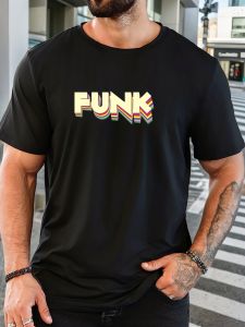 FUNK Print Mens Pure Cotton T-Shirt Short Sleeve Crew Neck Trendy Stylish Soft Breathable Summer Casual Daily Outing Wear
