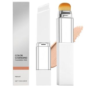 Blanc Cover Cream Stick V - Color Changing Foundation Stick with Volufiline - Hydrating Concealer Base Makeup Dual-Ended with Built-in Brush Portable for Daily Use (Natural)