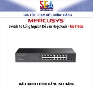 Mercusys Switch Để Bàn 5/8/16/24 cổng 10/100/1000Mbps Vỏ Kim Loại - MS105GS / MS108GS / MS116GS / MS124GS
