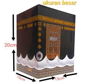 Celengan Kayu Desain Kayu Jati Motif Kabah Etnis Warna Hitam Ukuran Jumbo