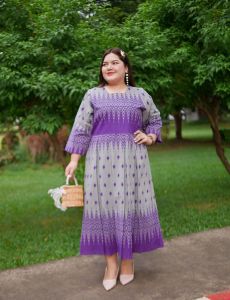 อก 50 58 60 66 นิ้ว ชุดเดรสพื้นเมืองคนอ้วน ชุดเดรสพื้นเมืองไซส์ใหญ่ ชุดทำงานวันศุกร์