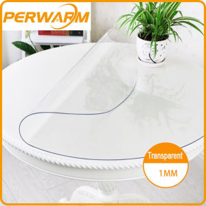 (1mm Transparent Round) Clear Thick Crystal Clear Table Protector for Dining Room Table Plastic Protective Table Pad Kitchen Wood Grain Vinyl Tablecloth Cover