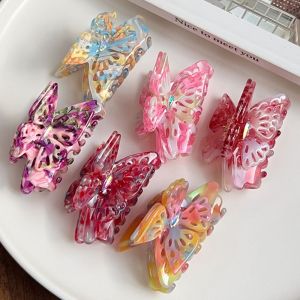 ICNWIEN Hollow Butterfly Hair Claw Claw Clip French Style Butterfly Shark Clip Fashion Ponytail Holder Acetate Hair Claw Women