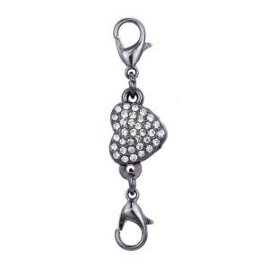 Elegant Heart Design Magnetic Clasp with Diamonds Decoration Practical Alloy Craftsmanship Accessory
