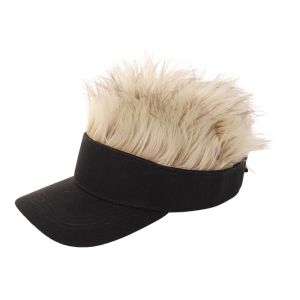 CHICSTOP Natural-Looking Hairstyle Mens Headband Wig Silvery-Gray Soft Black Visor Cap Hairpiece Hip Hop Style Easy-Wear Synthetic Spiky Wig for Daily
