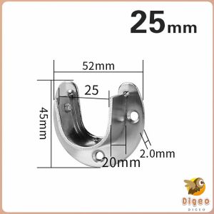 Digeo U Shaped Stainless Steel Closet Pole Sockets Flange Set Rod Holder with Screws for Easy Installation&Quick Removal